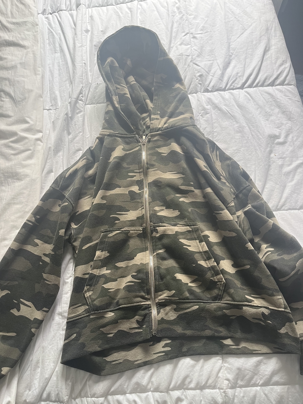 Ardene Camo Zip-Up Hoodie - Green & Tan